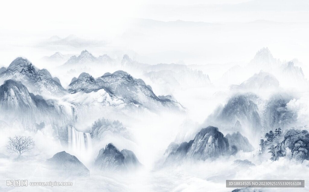 新中式山水背景墻