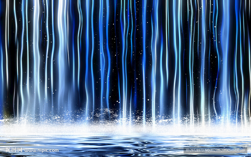 光影瀑布流水生財