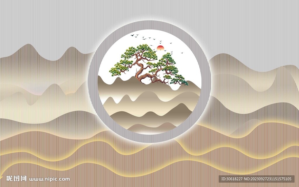新中式背景墻  