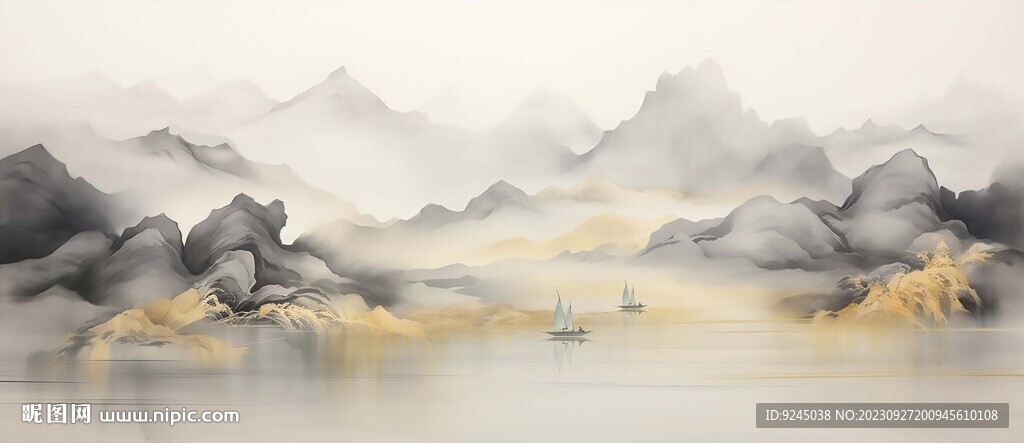 禪意水墨書(shū)法山水畫(huà)