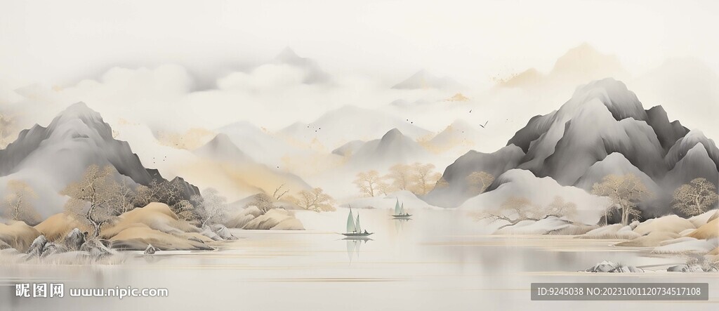 新中式國畫山水裝飾畫
