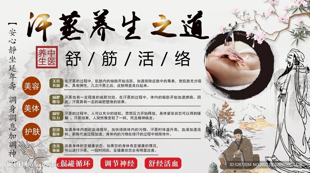 汗蒸養(yǎng)生之道背景墻