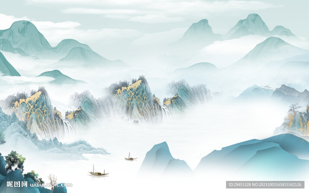 爆款 現(xiàn)代背景山水 TIf分層