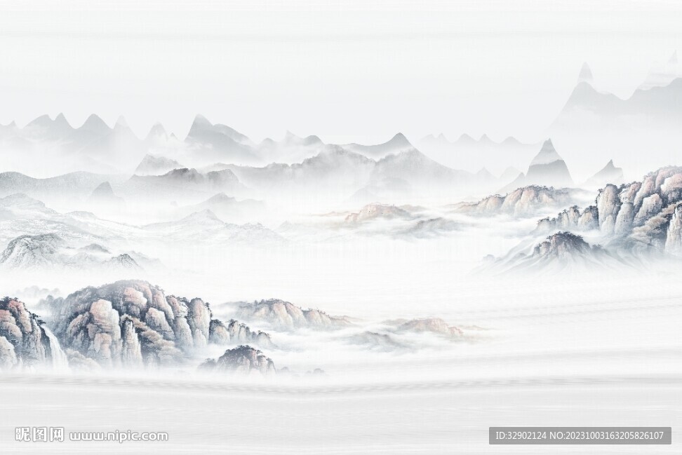 國畫山水背景墻