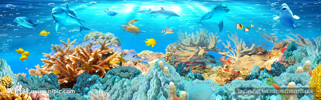 海底世界主题空间电视背景墙