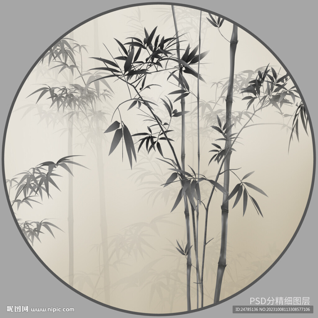 新中式竹子玄關畫