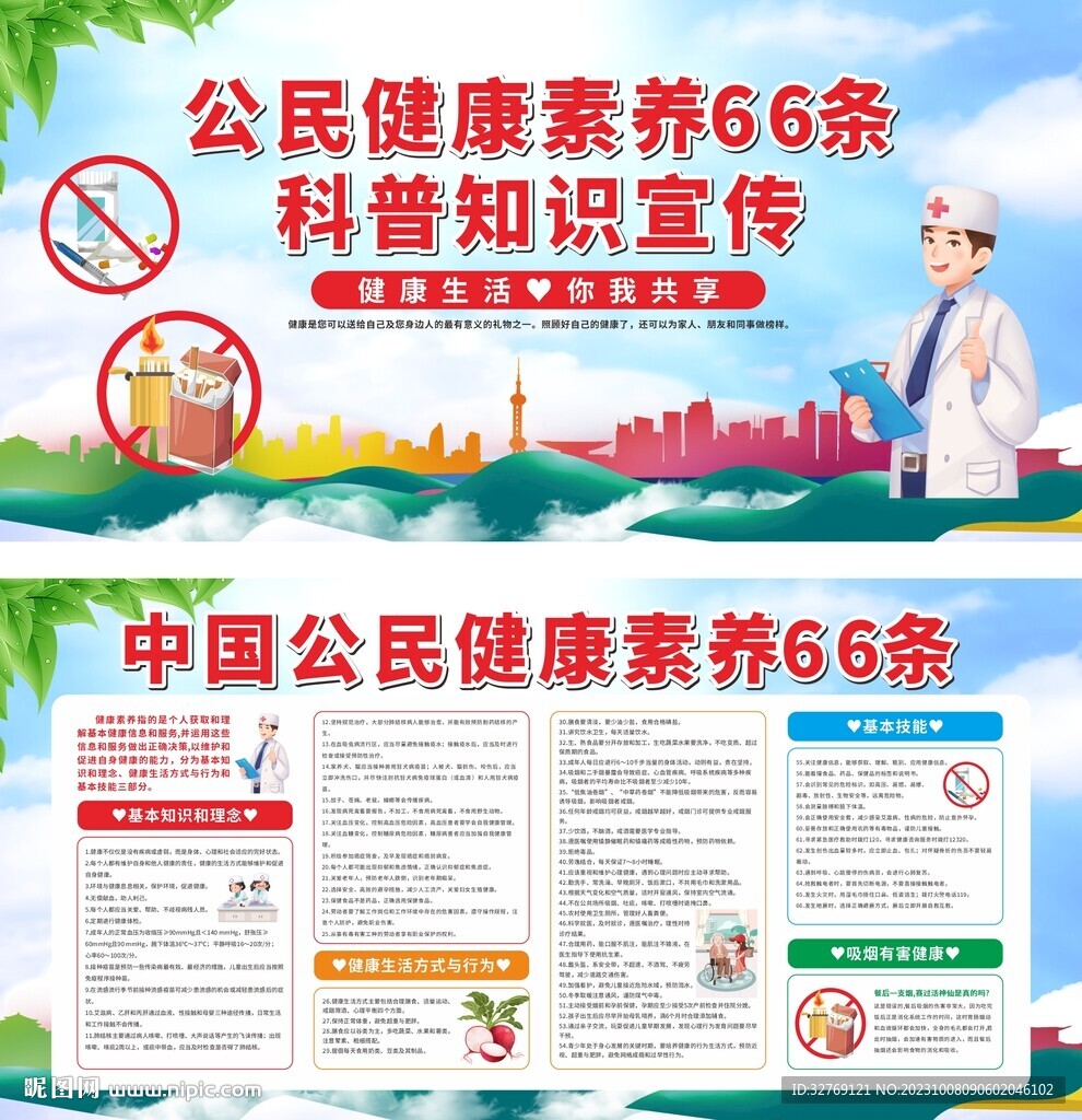 中国公民健康素养宣传栏展板