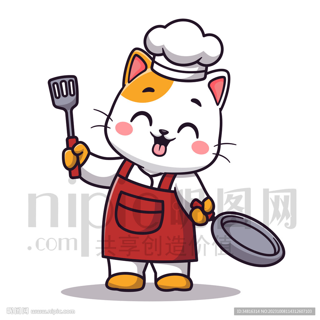 可爱卡通厨师小猫咪