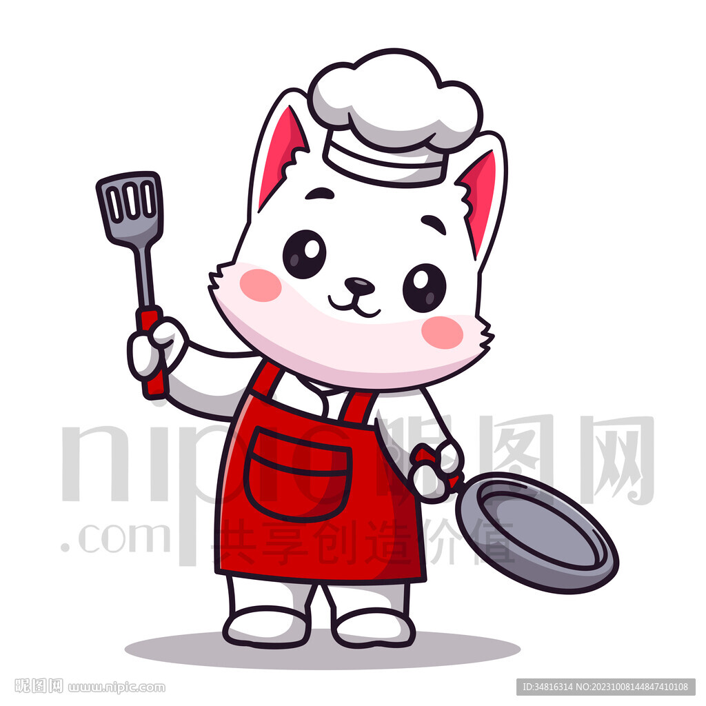 可爱卡通厨师小狐狸