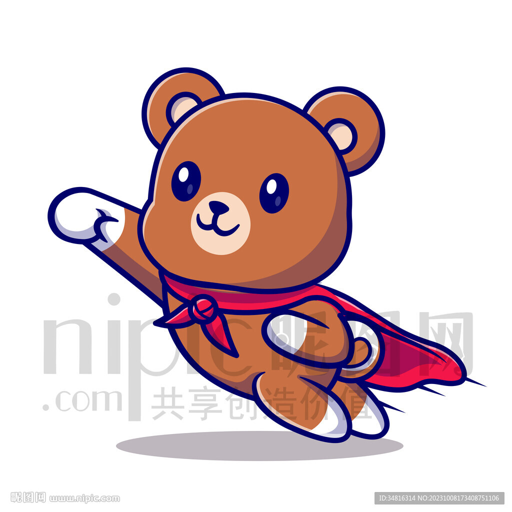 可愛卡通超人小熊