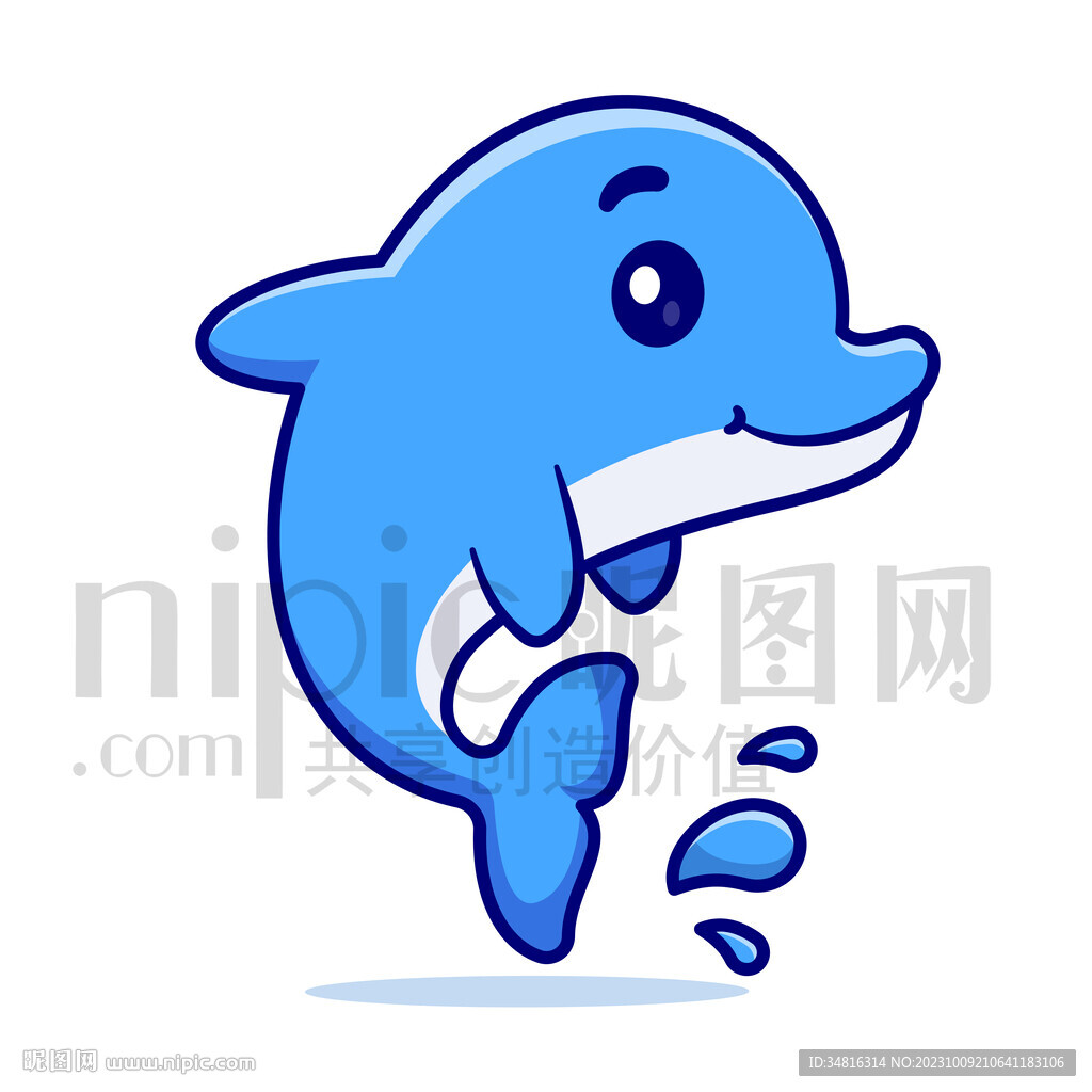 可爱卡通小海豚插画素材