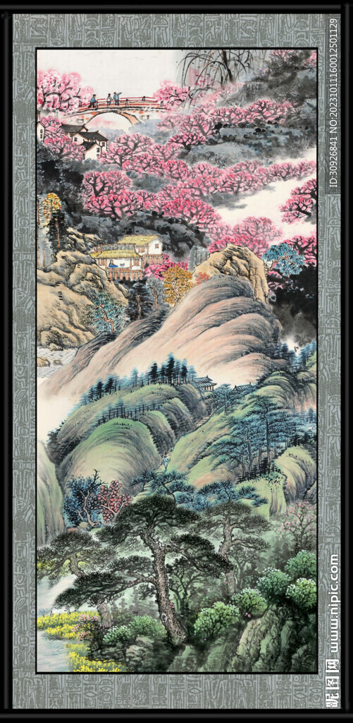 竖版山水画