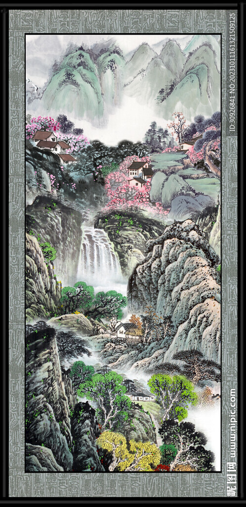 竖版山水画 