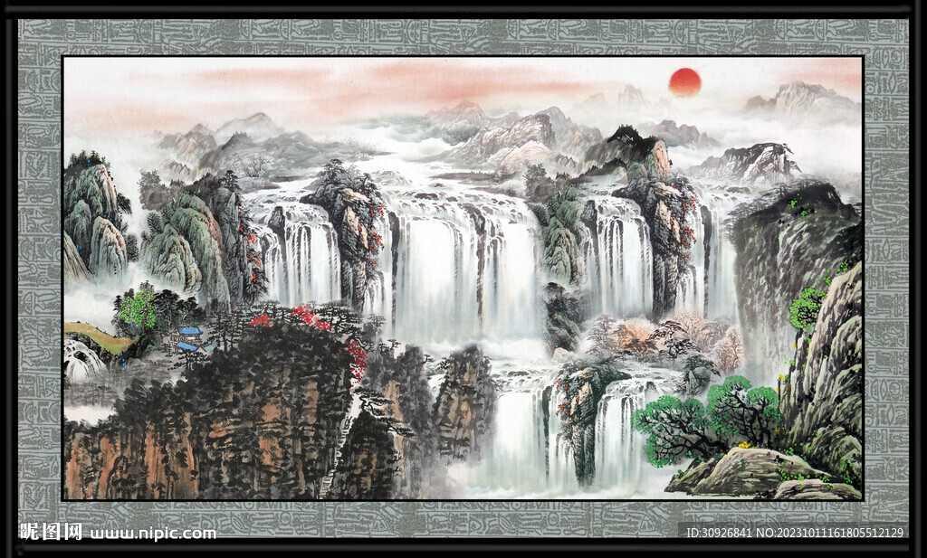 山水瀑布