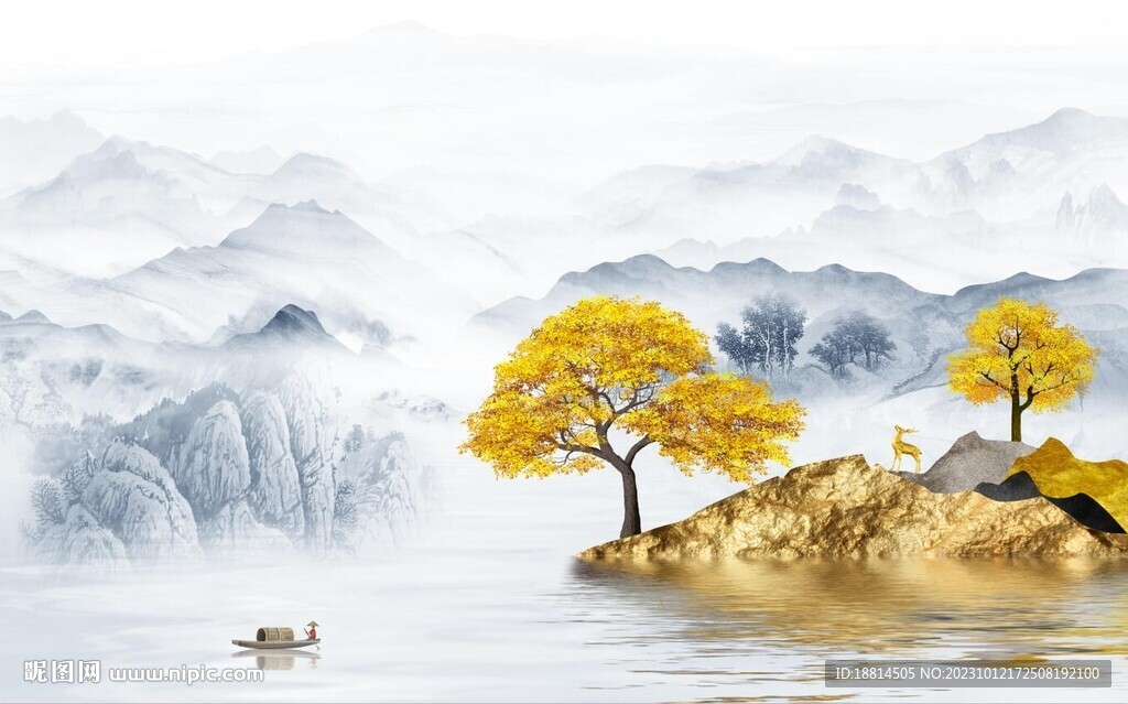 簡約山水背景墻
