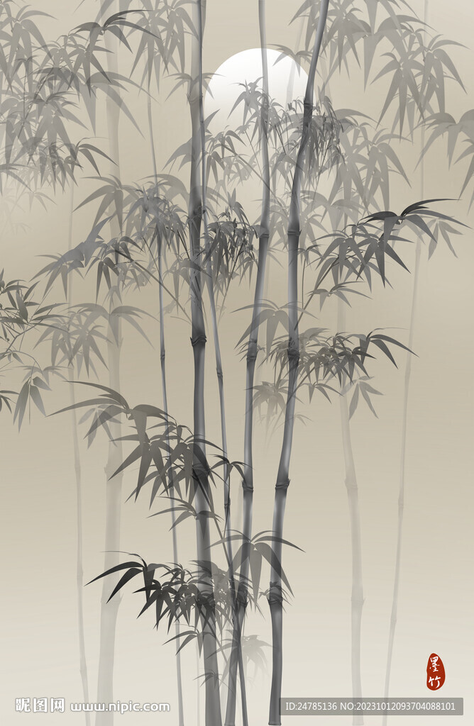 新中式水墨竹子