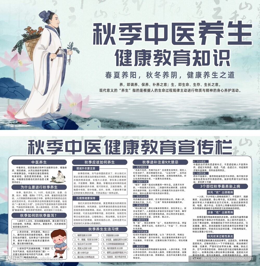 秋季中醫養生知識宣傳欄展板