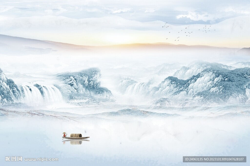 新中式山水國畫背景墻