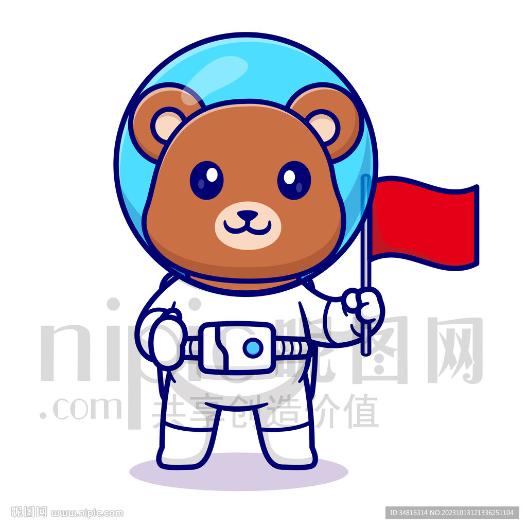 可爱卡通宇航员棕熊