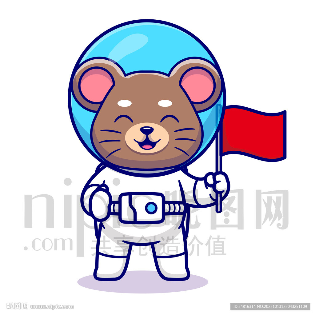 可愛(ài)卡通宇航員小老鼠