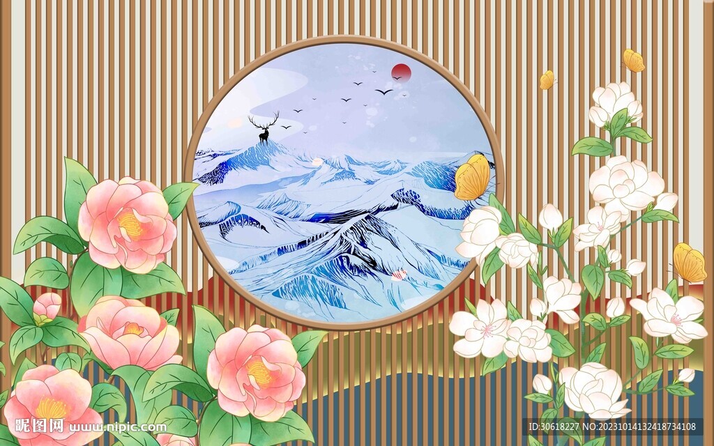新中式現代背景墻 