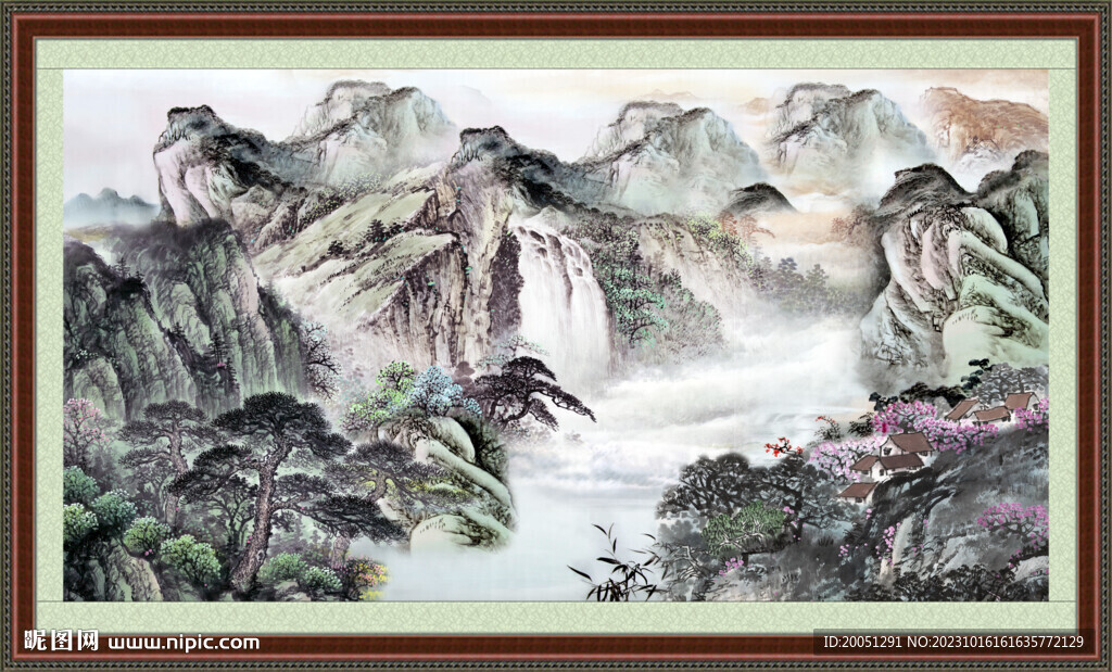 聚財山水畫 