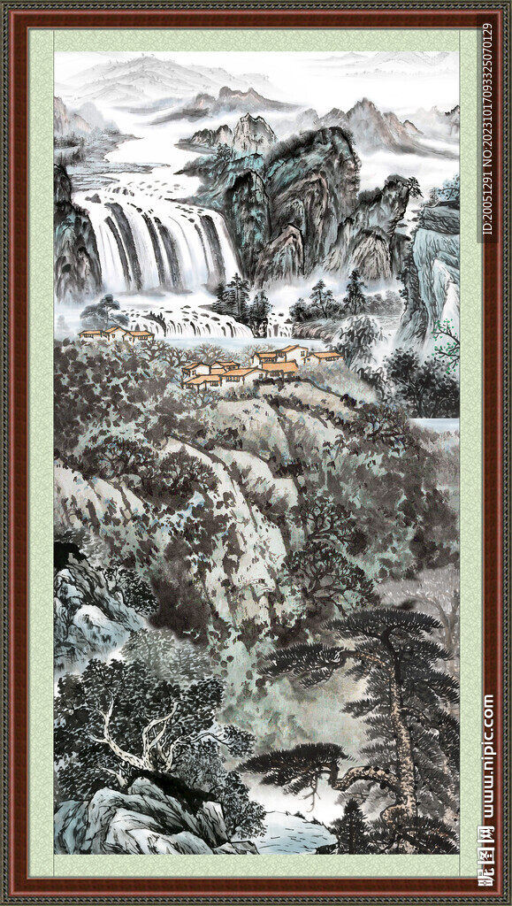 八方聚財山水