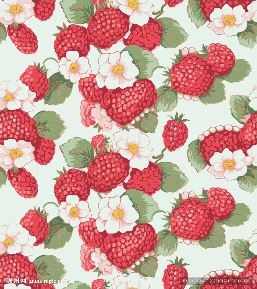 手绘草莓无缝图案背景 