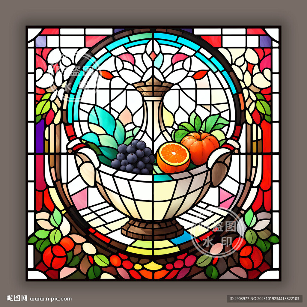 蒂凡尼彩晶餐厅主题水果玻璃图案