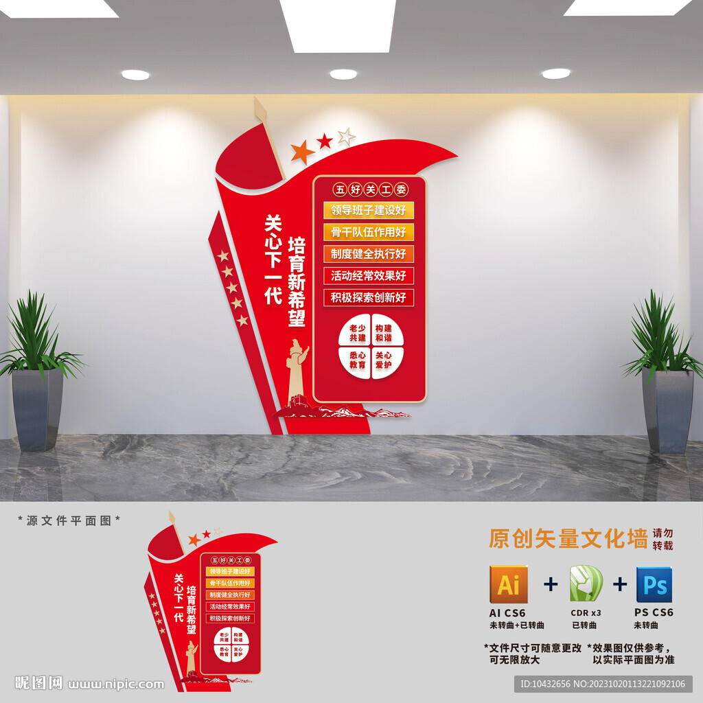 豎版五好關(guān)工委文化墻