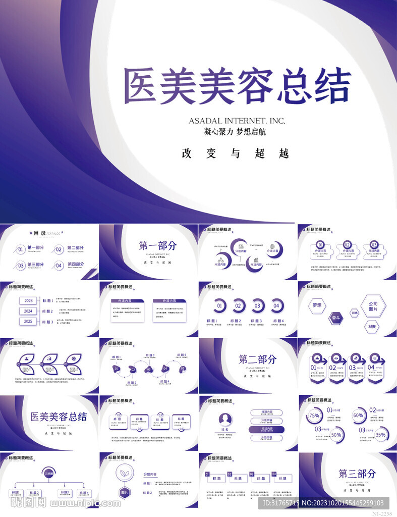 紫色大氣醫(yī)美美容工作總結(jié)PPT