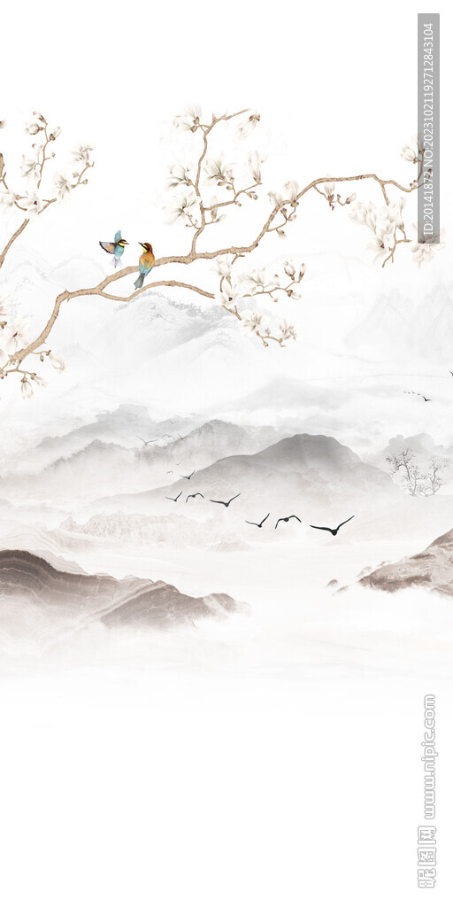 復(fù)式玄關(guān)山水背景墻