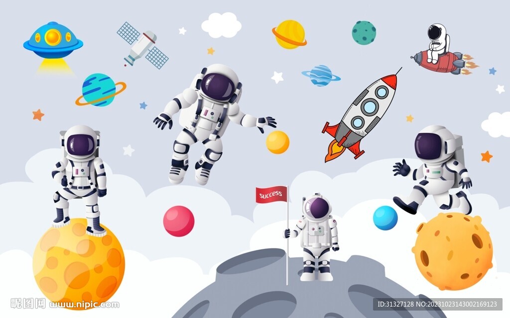卡通太空人宇宙兒童圖片