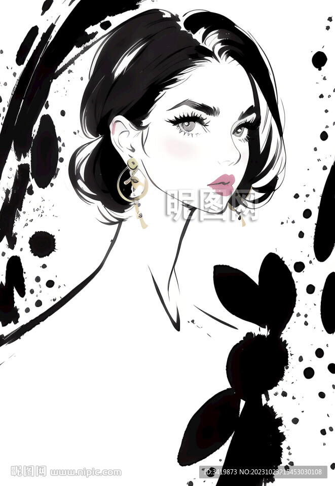水墨風格時尚女孩