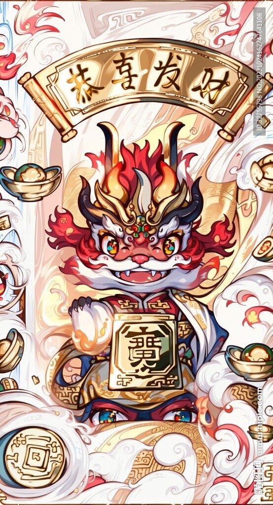國潮龍年插畫
