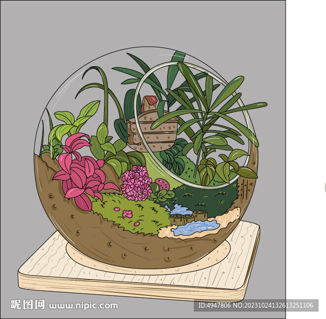 盆栽 綠植 矢量圖