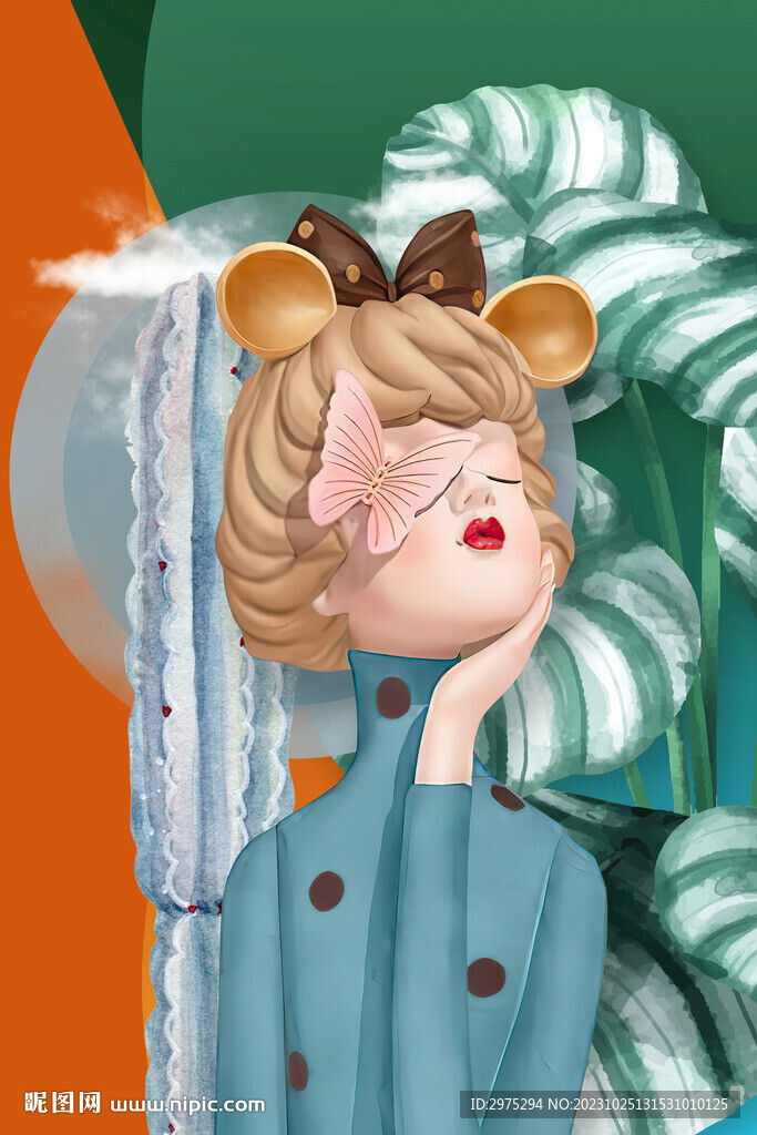 莫蘭迪少女 卡通少女 美少女 