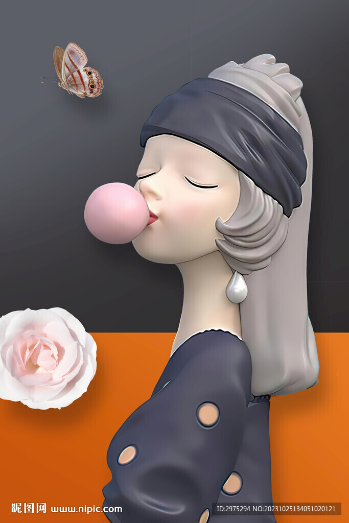 莫蘭迪少女 卡通少女 美少女 