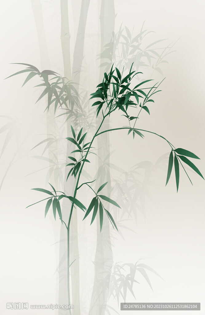 豎幅水墨竹子