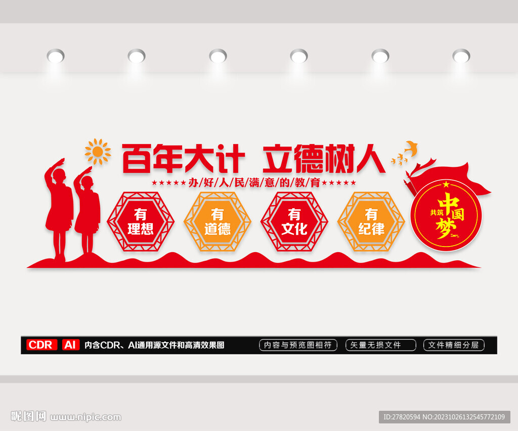 百年大計立德樹人文化墻