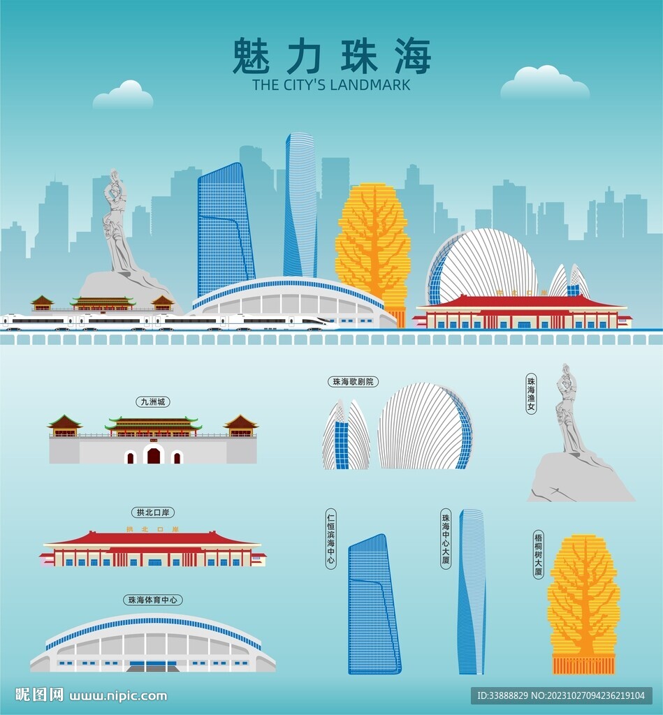 珠海地標(biāo)建筑剪影