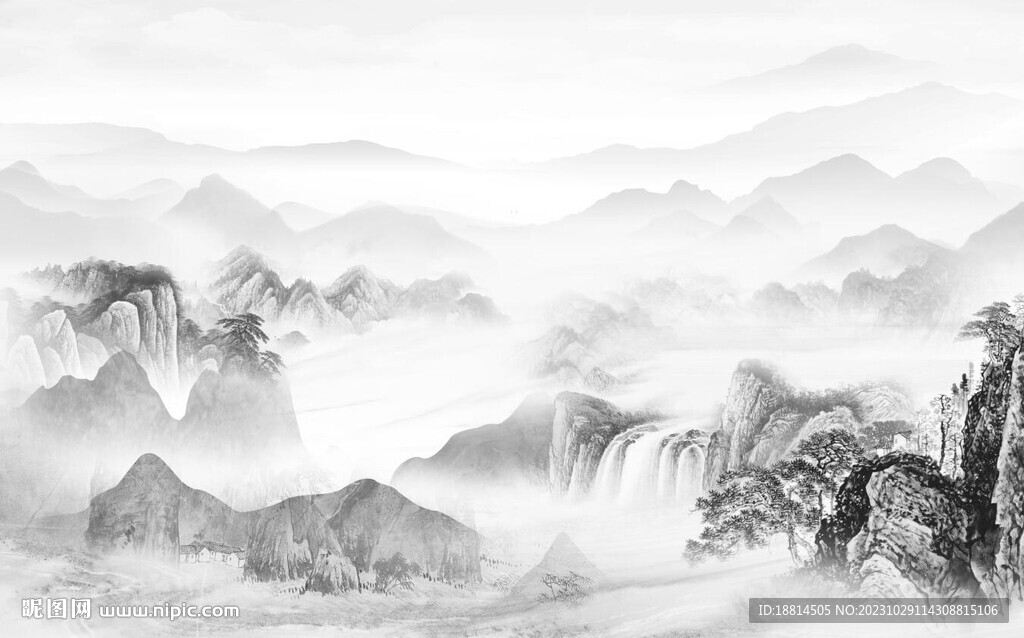 高山流水背景墻
