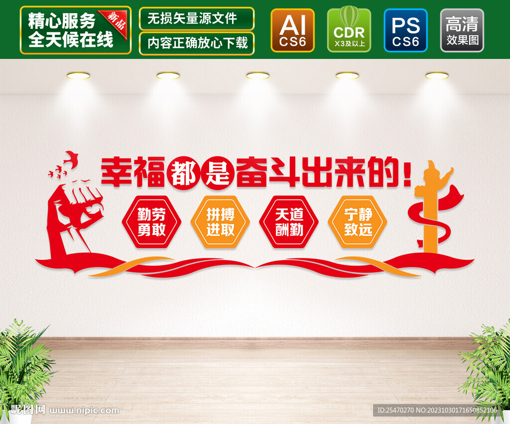 幸福都是奮斗出來的文化墻