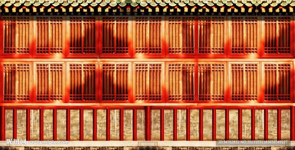 中式复古窗户背景