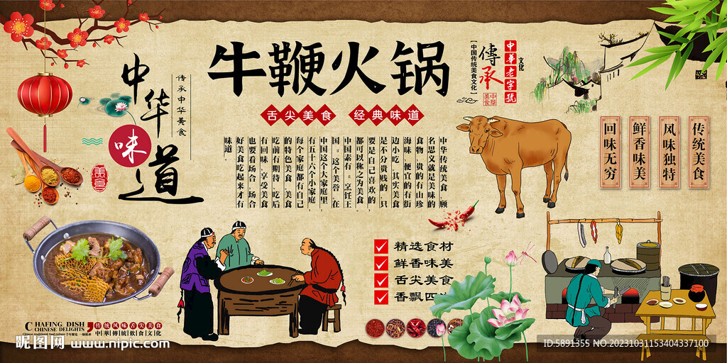 牛鞭火鍋背景墻