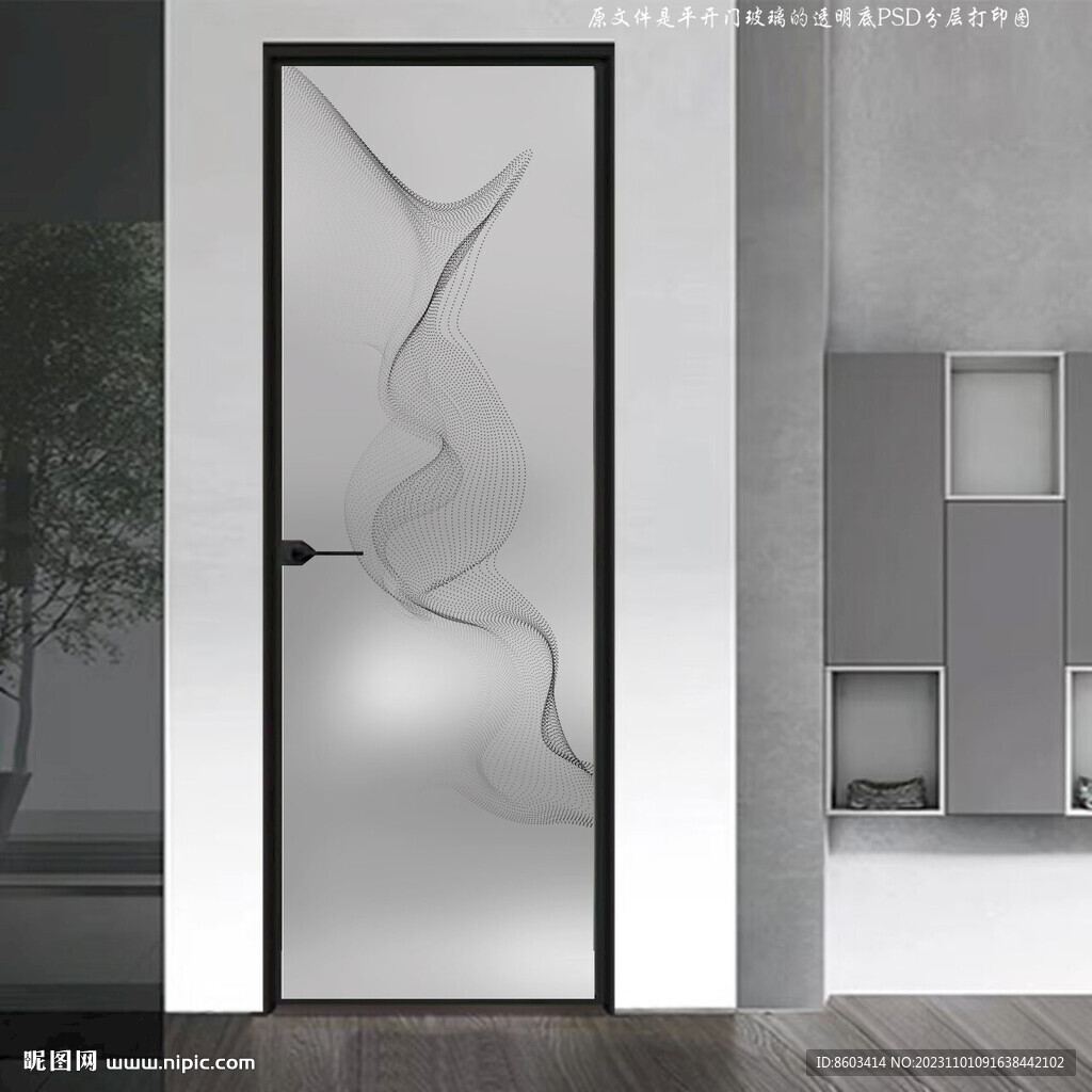 高清分層透明底平開門玻璃打印圖