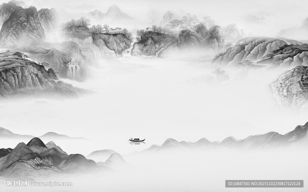 清晰 意境灰山水畫 TiF分層