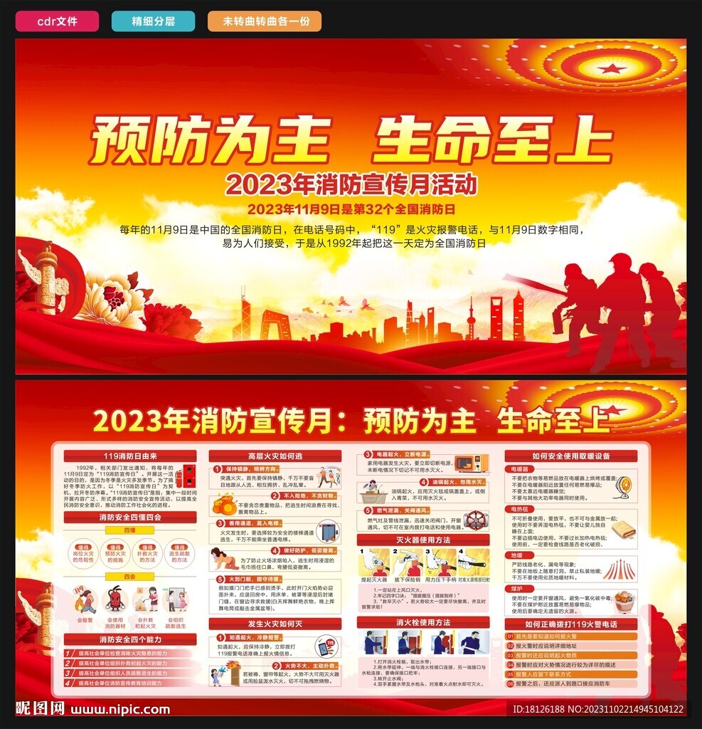 2023年消防月展板