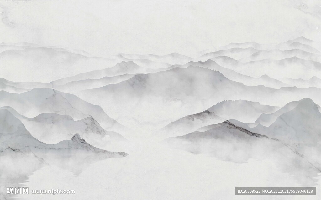 大理石紋水墨山水畫