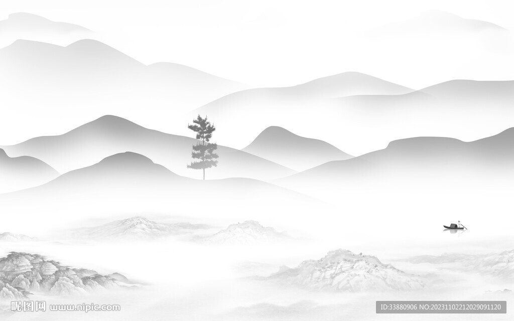 中式 清晰灰色山水 TiF分層